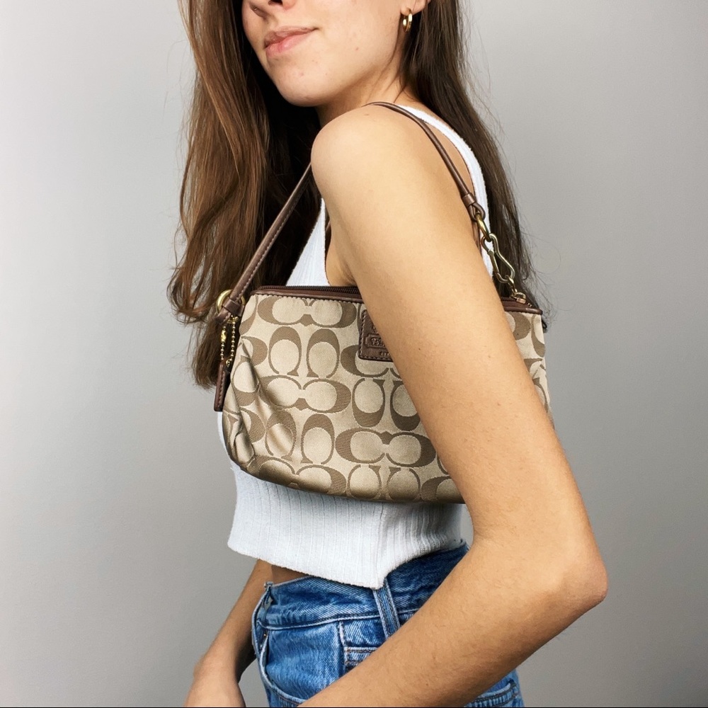 Coach Tan & Brown Mini Logo Clutch Bag